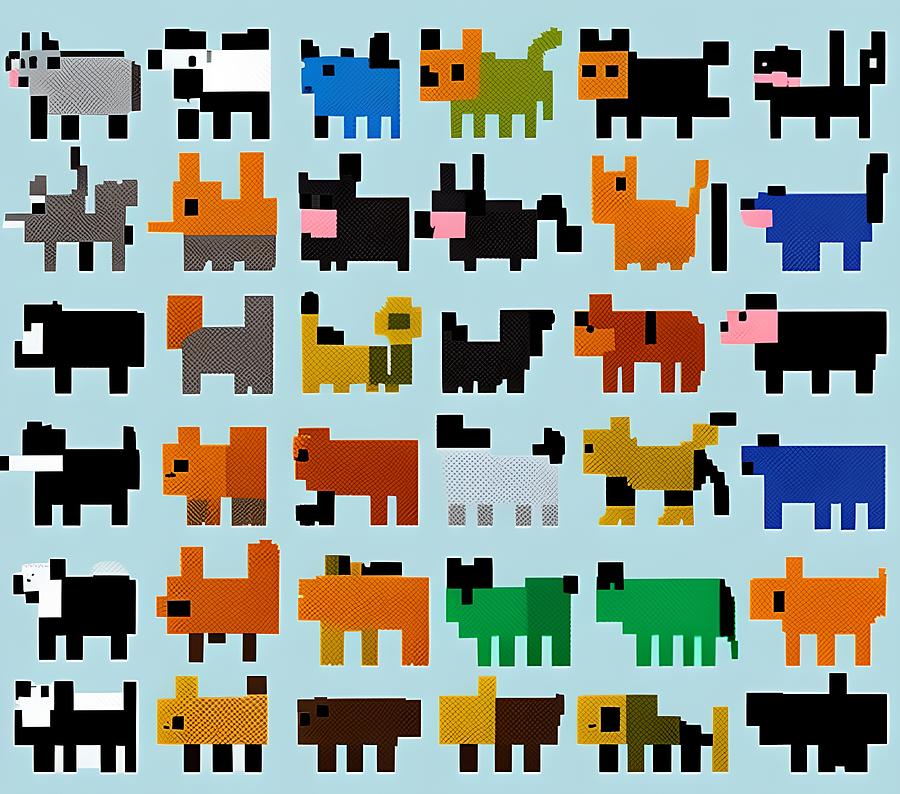 Pixel Animals, Generative AI Illustration Digital Art by Miroslav ...