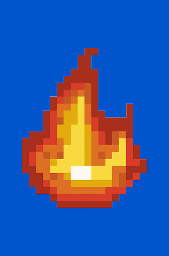 Pixel art - Flame blue version Digital Art by Andrea