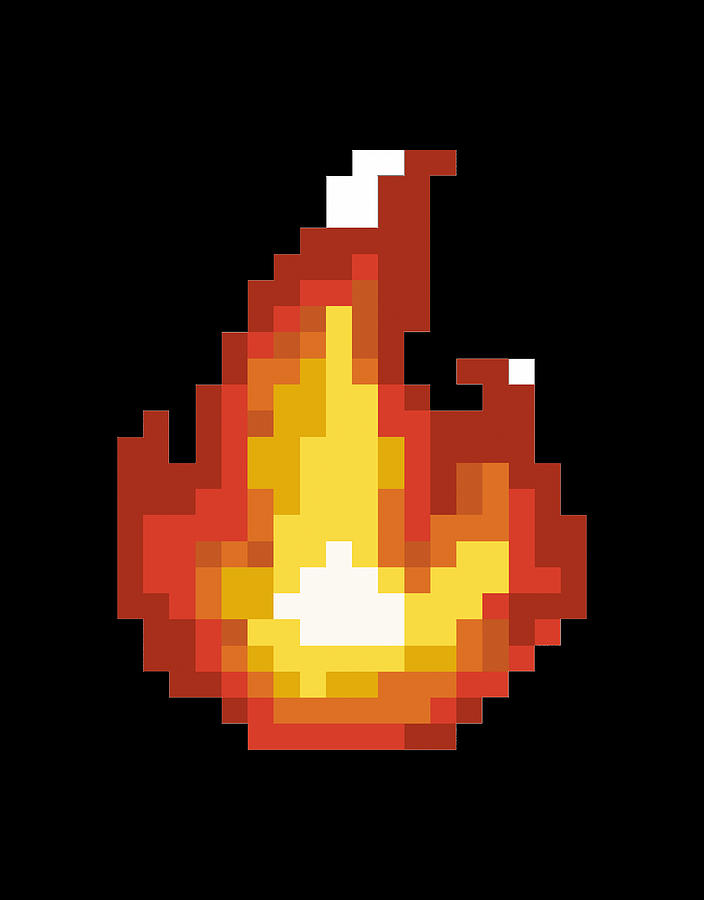 Pixel art - Moving Flame black version Digital Art by Andrea | Fine Art ...