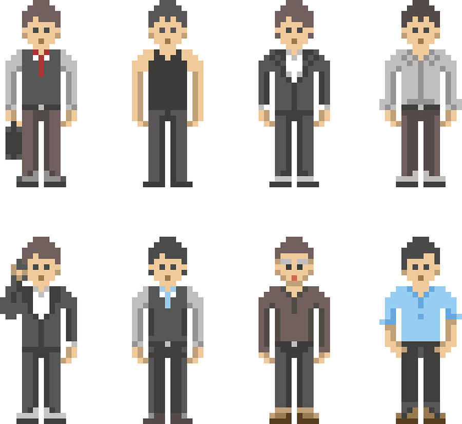 Pixel Art People - Business Man Drawing by Crosailes