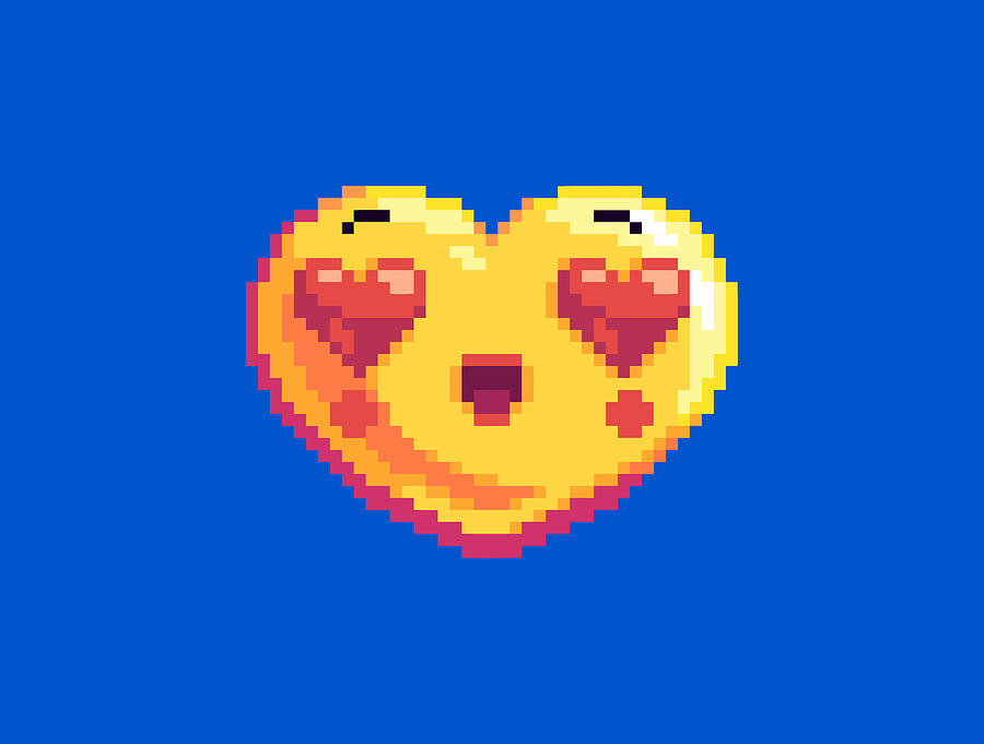 Pixel Emoji Love Drawing by Blaze Mraz - Fine Art America