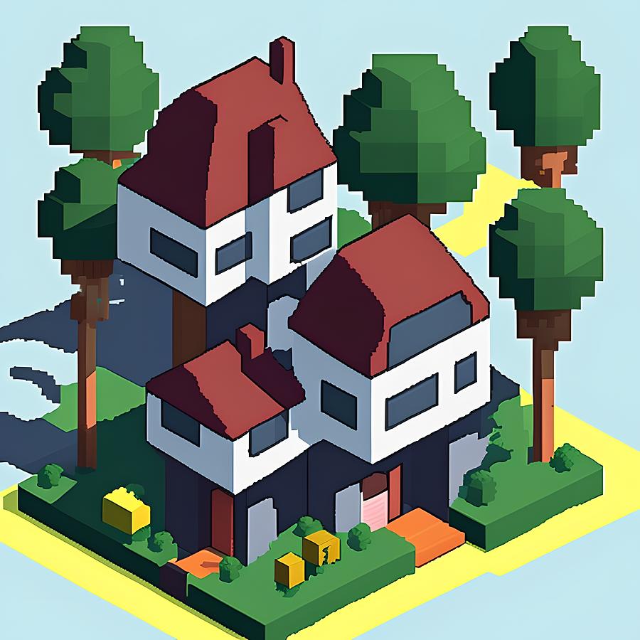 Pixel House, Generative AI Illustration Digital Art by Miroslav Nemecek ...