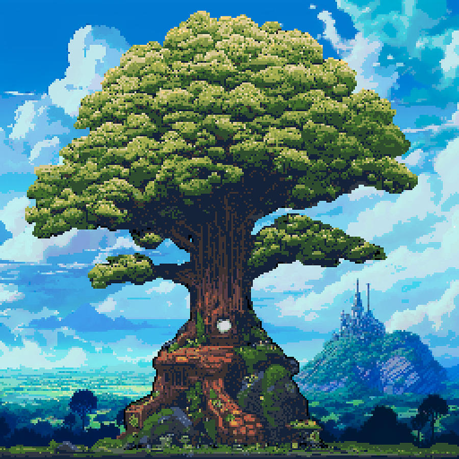 Pixel Tree Digital Art by Ajith Hariharan - Pixels