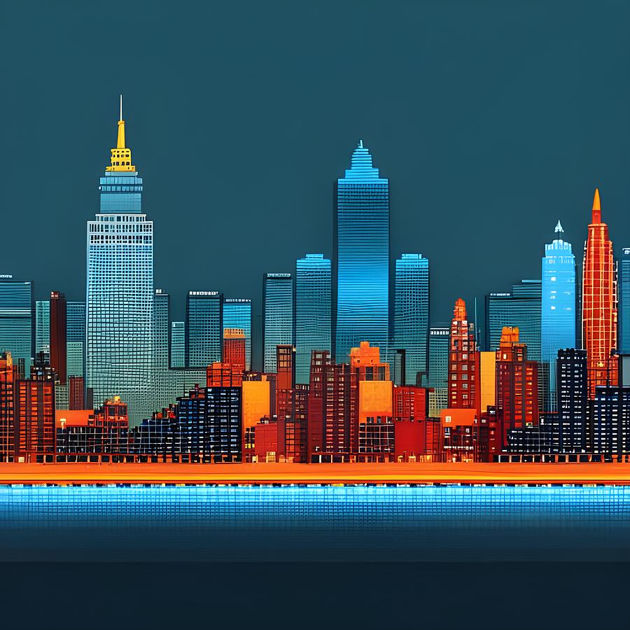 Pixelart style night city Digital Art by Brandway - Fine Art America