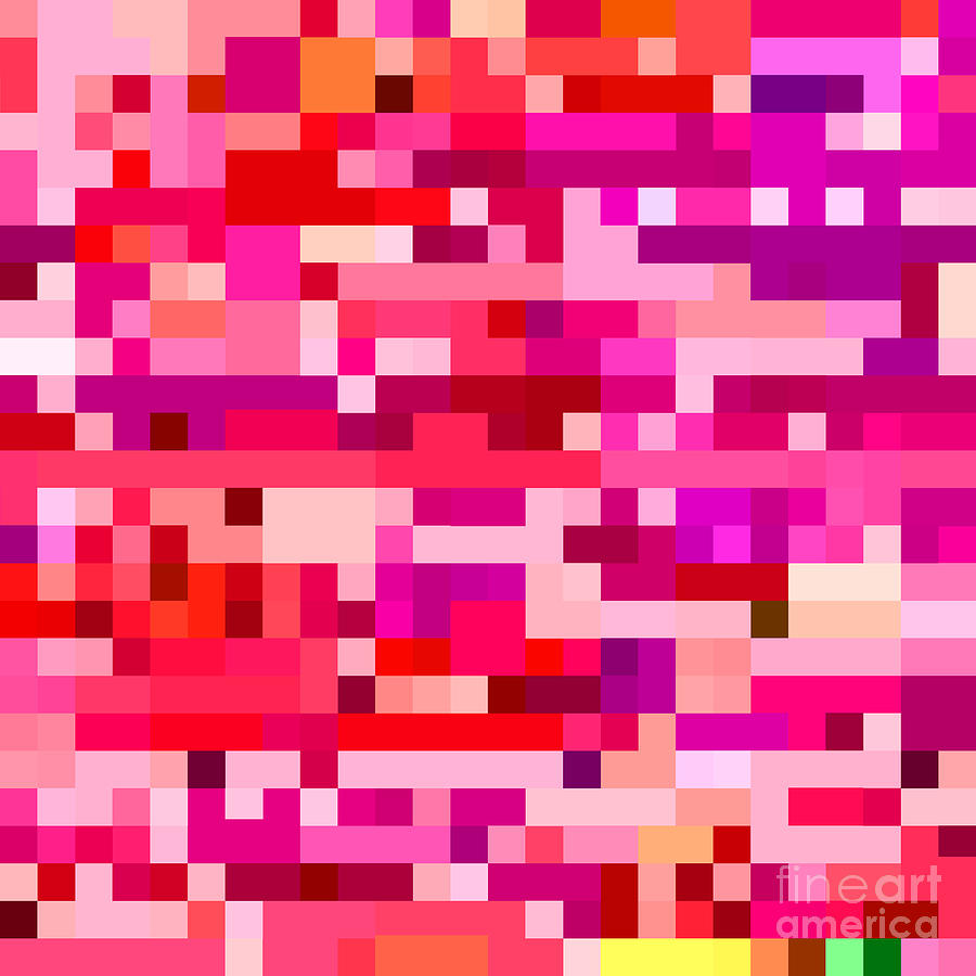 Pixelated Glitch Pattern, Pink Digital Art by Cu Biz