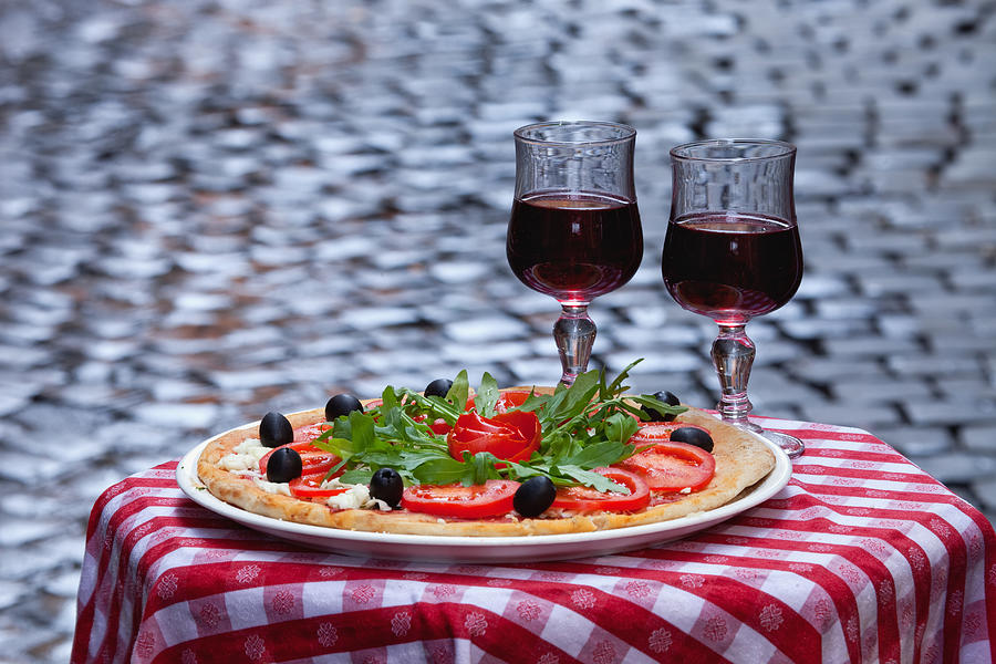 Pizza and Wine Photograph by Siegfried Layda