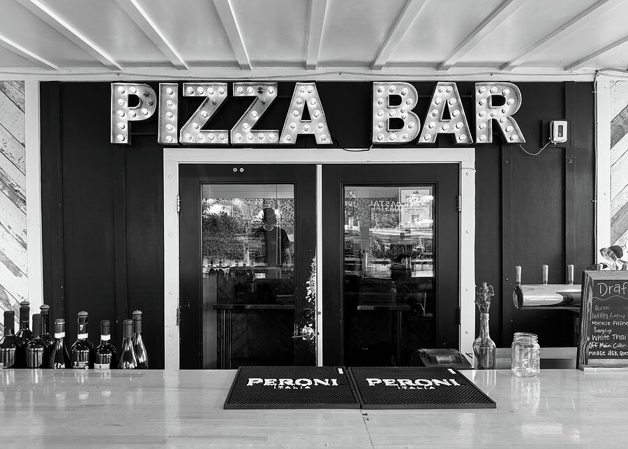 Black And White Photograph - Pizza Bar in Mount Pleasant South Carolina by Good Focused