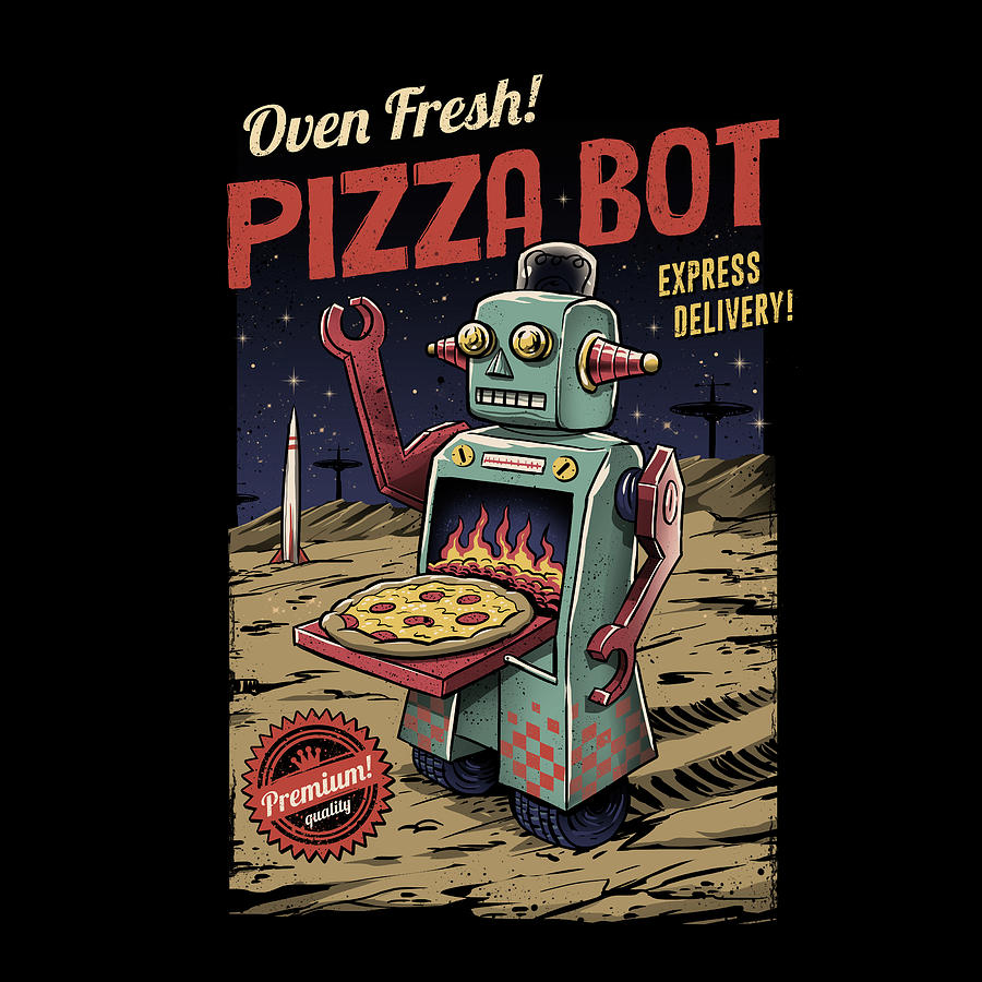 Pizza Digital Art - Pizza Bot by Vincent Trinidad