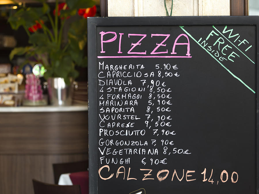 Pizza Menu in Venice, Italy Photograph by Tomch