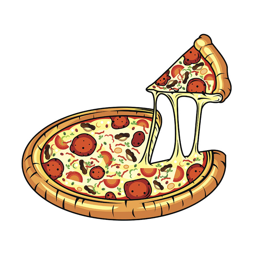 Pizza Drawing by Ratsanai