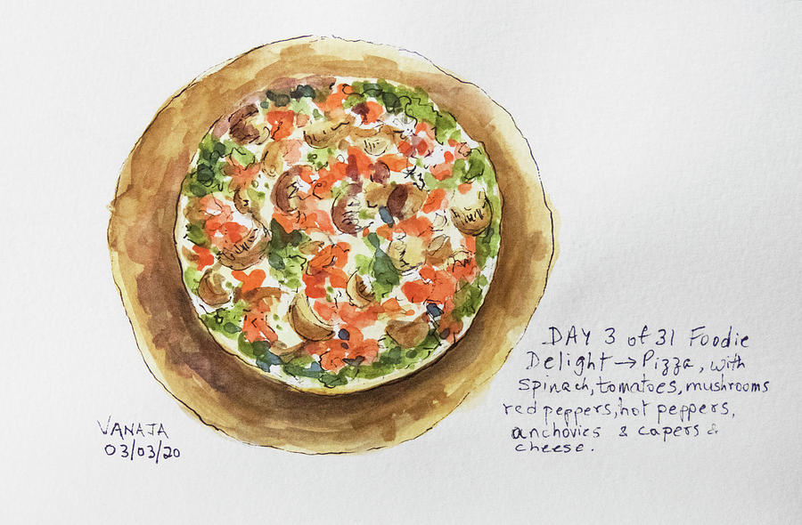 Pizza Painting by Vanajas Fine-Art