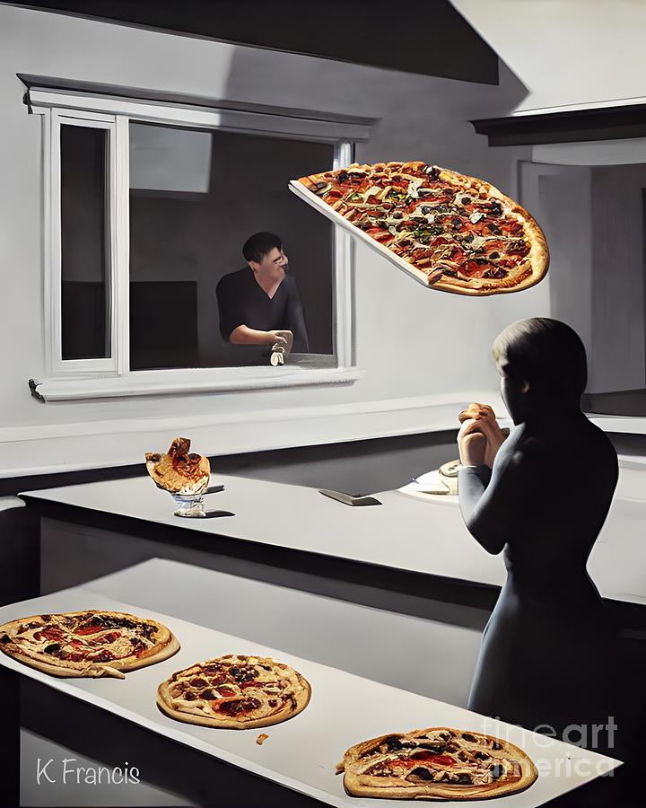 Pizza with Hopper Digital Art by Karen Francis