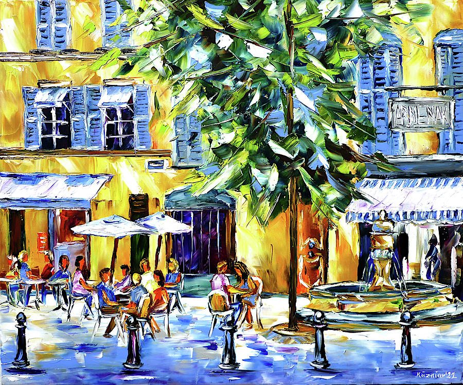 Place des Trois Ormeaux Painting by Mirek Kuzniar