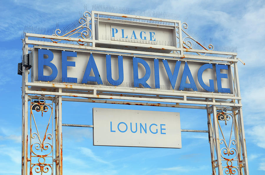 Plage Beau Rivage French Riviera Sign and Dramatic Cloudscape Nice France Photograph by Shawn OBrien