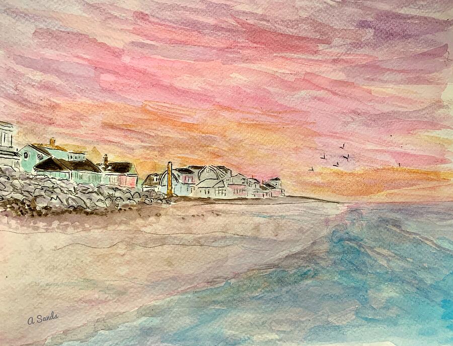 Plaice Cove sundown Painting by Anne Sands