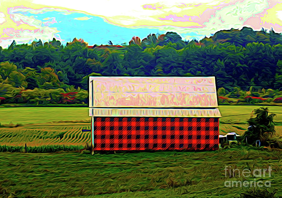Plaid Barn in Massachusetts Abstract Expressionism Effect Photograph by Rose Santuci-Sofranko