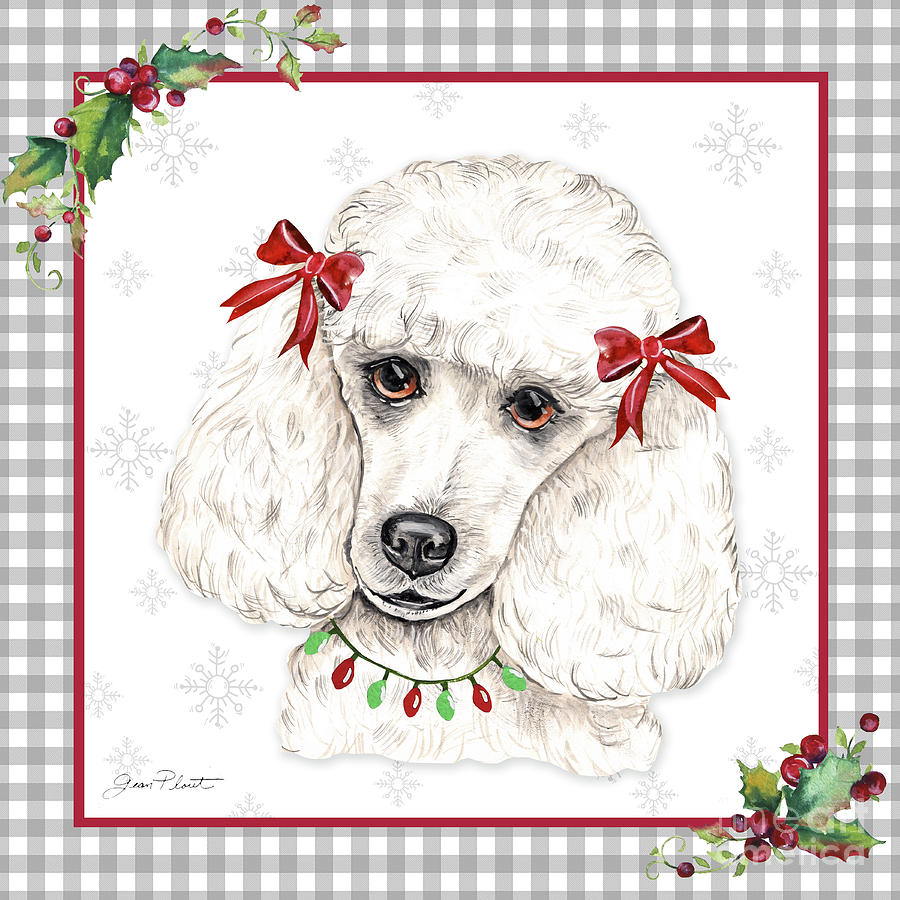Plaid Christmas with Dog C Painting by Jean Plout