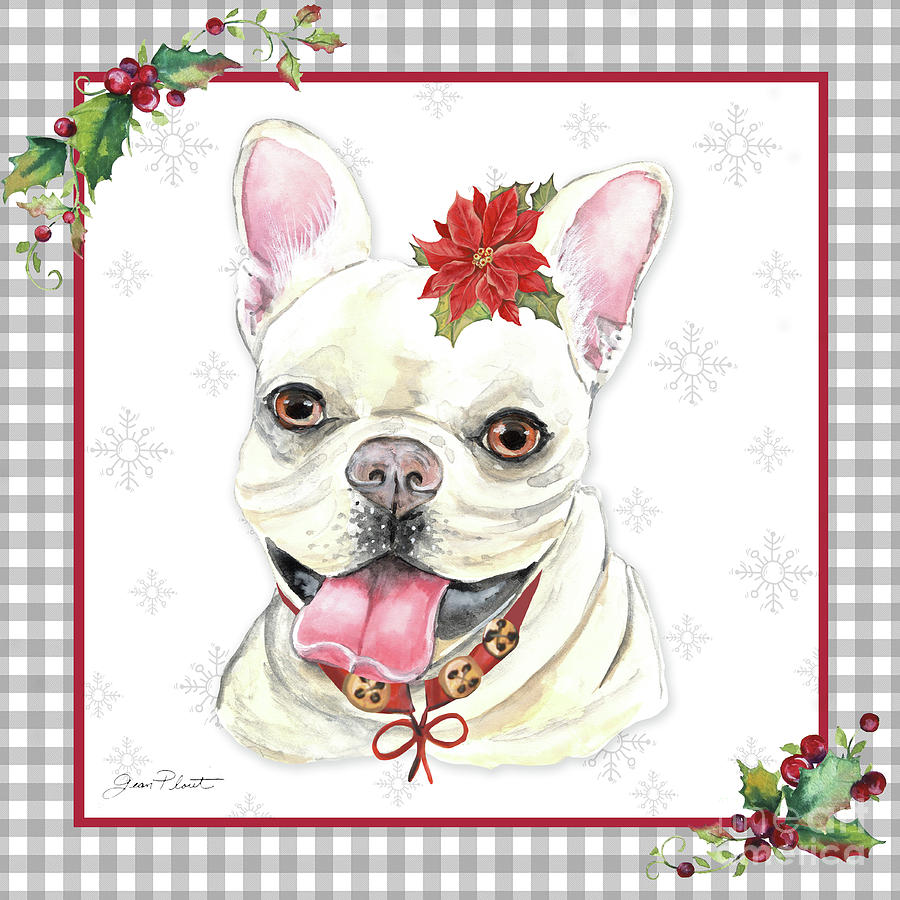 Plaid Christmas with Dog G Painting by Jean Plout