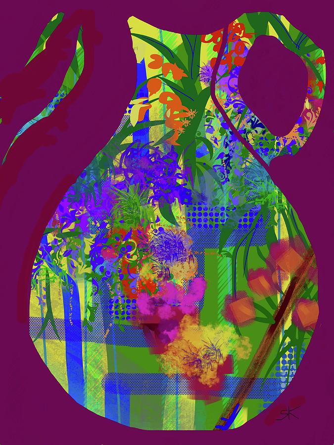 Plaid Pitcher Vase Digital Art by Sherry Killam