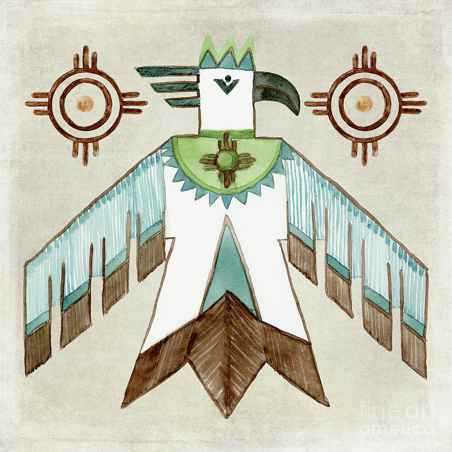 Plains Indian Tribal Vintage Style Thunderbird Painting By Audrey 