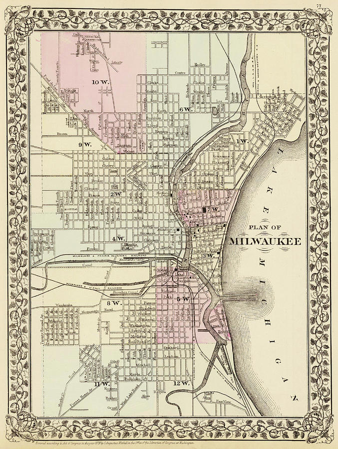 Plan of Milwaukee 1880 Historical Map Wisconsin in Color Photograph by ...