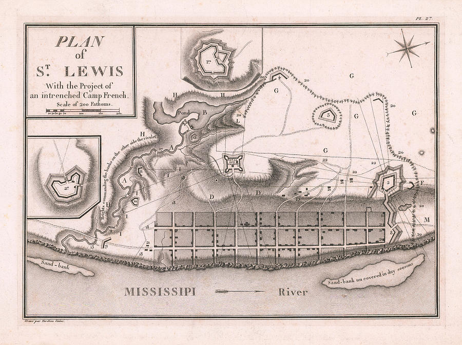 Plan of St Lewis With the Project of an intrenched Camp French Paris ...