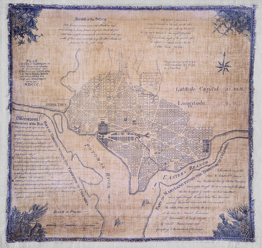 Cloth Map Reproduction showing Plan of Washington in the territory of Columbia  Photograph by Phil Cardamone