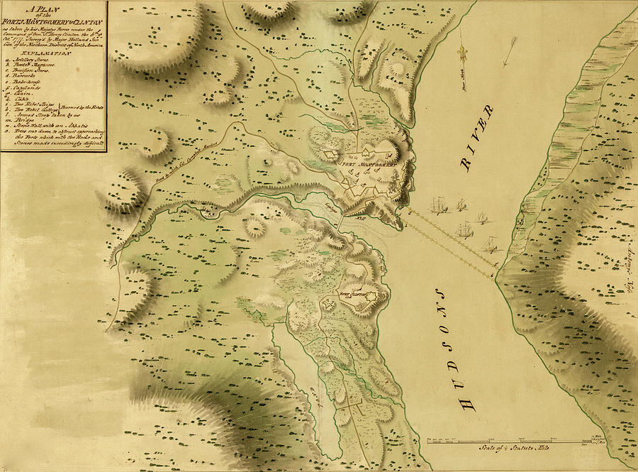 Map Drawing - Plan of the Forts Montgomery and Clinton 1777 by Vintage Military Maps