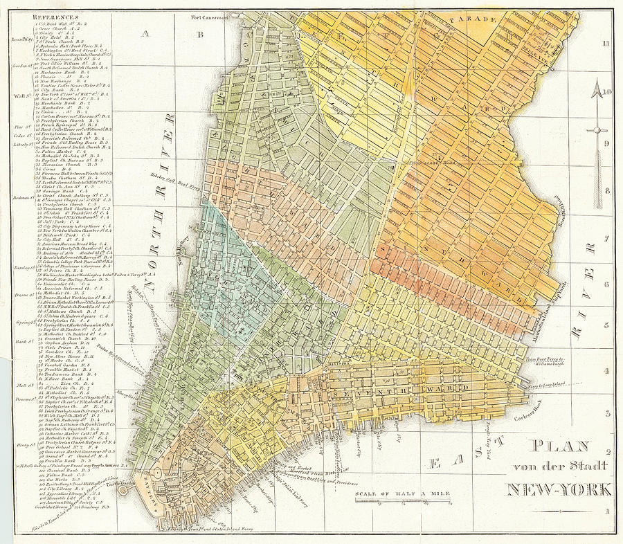 Map Painting - Plan von der Stadt New York  Weimar       by Wilhelm Hoffman