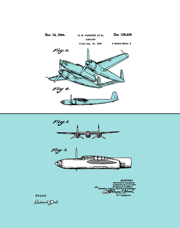 Plane 1944 Military Patent Sky Digital Art By Richard Dali Fine Art   Plane 1944 Military Patent Sky Richard Dali 