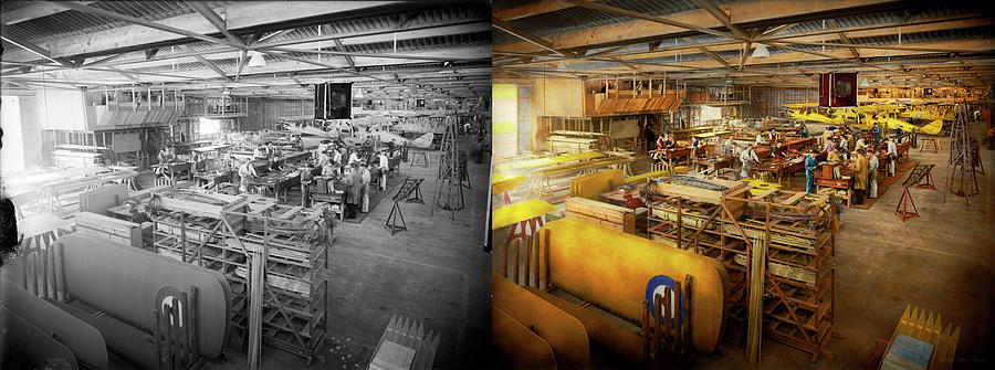 Plane - Factory - Hand made planes 1939 - Side by Side Photograph by Mike Savad