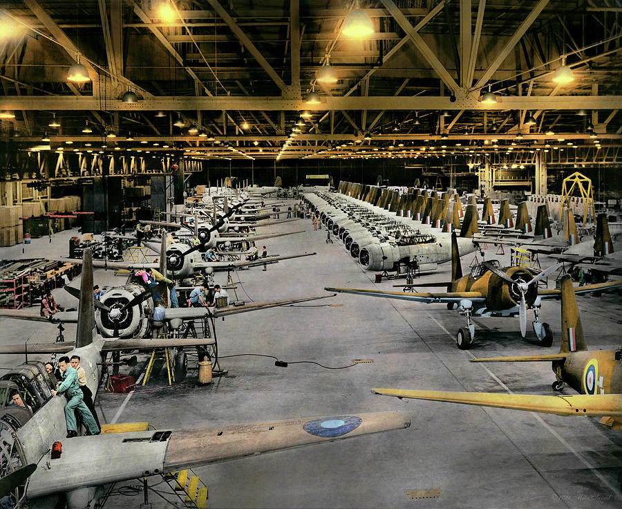 Plane - Factory - The worlds fastest production line 1942 Photograph by Mike Savad