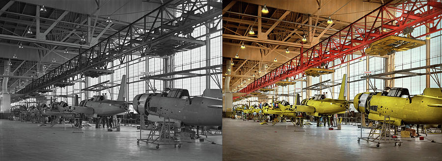 Plane - Factory - Wreak vengeance 1942 - Side by Side Photograph by Mike Savad