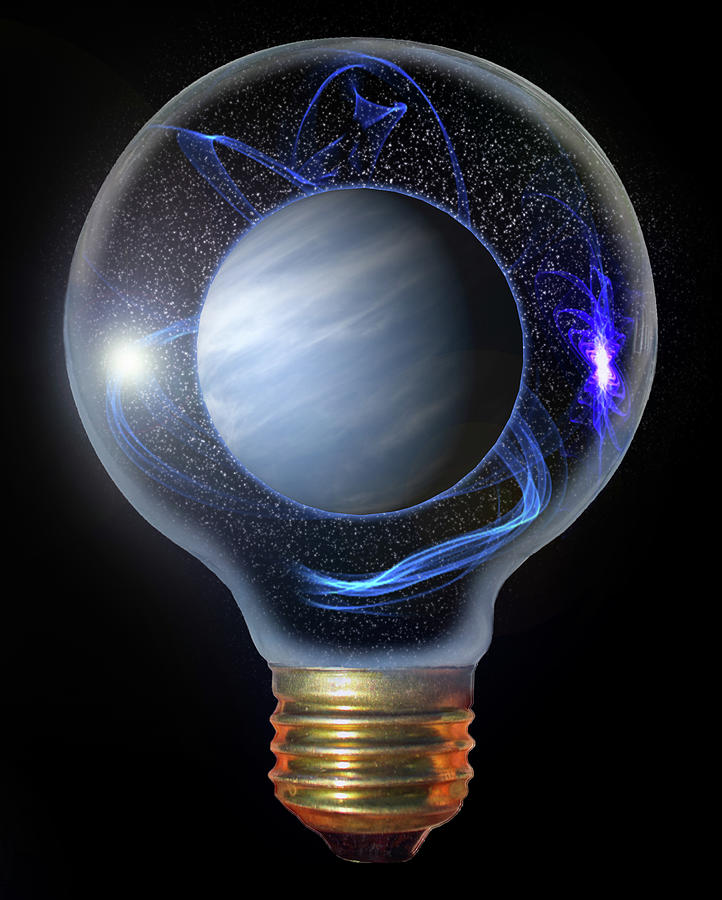 Planet In A Bulb Mixed Media by Shane Bechler