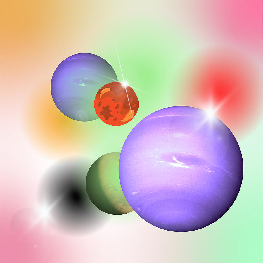 Gemstone Planets Crystal Marbles Set Home Decor Healing Crystal Planets