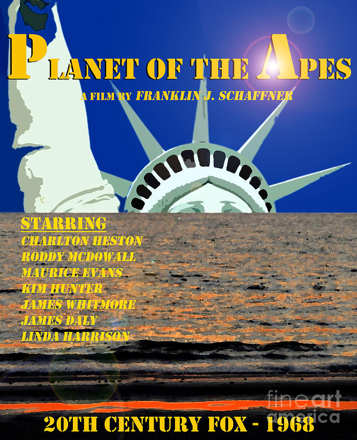Planet of the Apes 1968 retro movie poster Mixed Media by David Lee Thompson