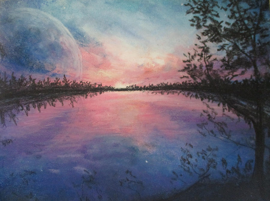 Planet Sunset Painting by Jen Shearer