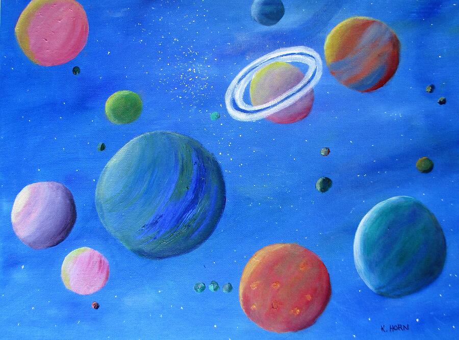 Planet Painting - Planets Somewhere in space by Kathy Horn