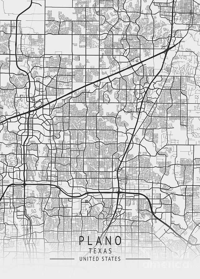 Plano Texas Us Gray City Map Digital Art By Tien Stencil Fine Art America 6211