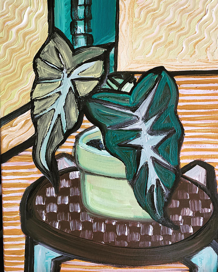 Plant in coffee shop Painting by Lynn Shaffer