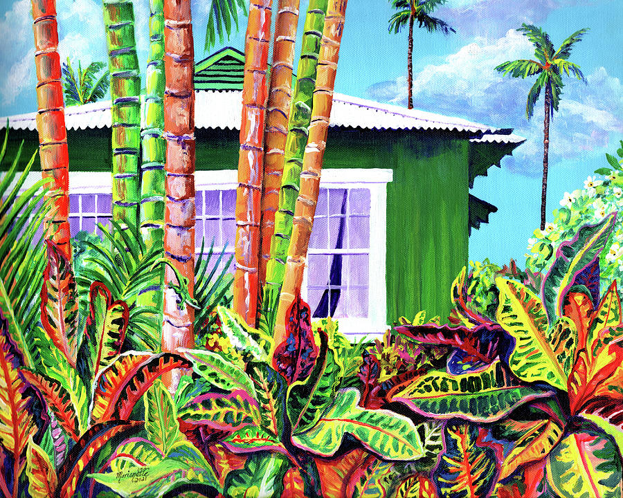 Plantation Cottage with Crotons Painting by Marionette Taboniar