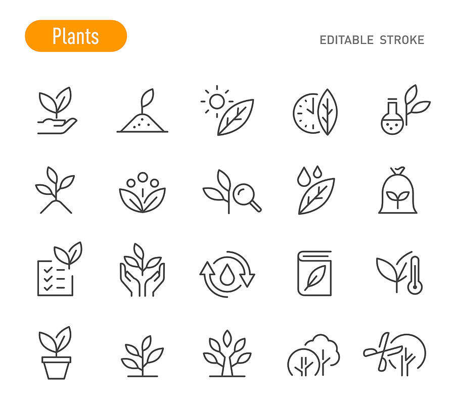 Plants Icons - Line Series - Editable Stroke Drawing by -victor-