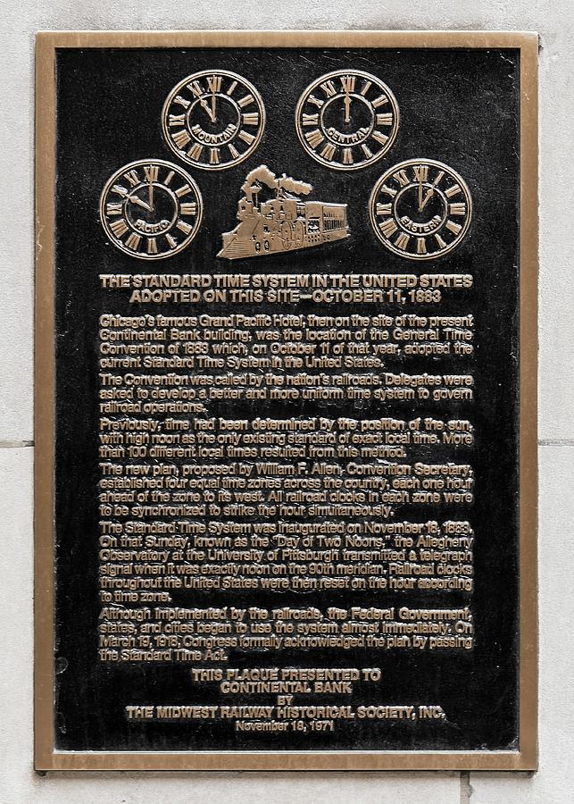 Plaque - Standard Tiime System - Chicago - Ill. Photograph by Steven Ralser