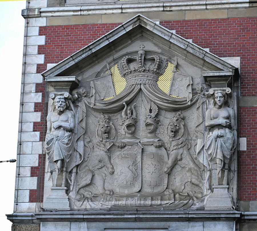 Plaster Coat Of Arms On Brick Building In Amsterdam Netherlands Europe Photograph
