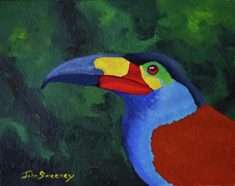Plate Billed Mountain Toucan Painting by John Sweeney