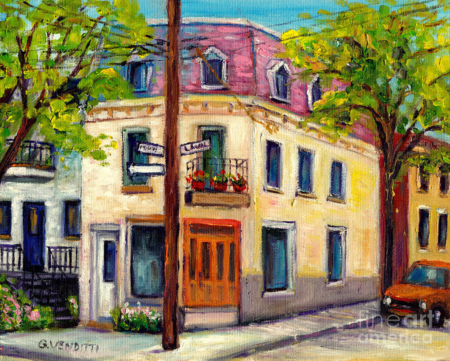 Plateau Mont Royal Rues  Marie-anne And Laval Montreal Street Scene Painting Grace Venditti Artist  Painting by Grace Venditti