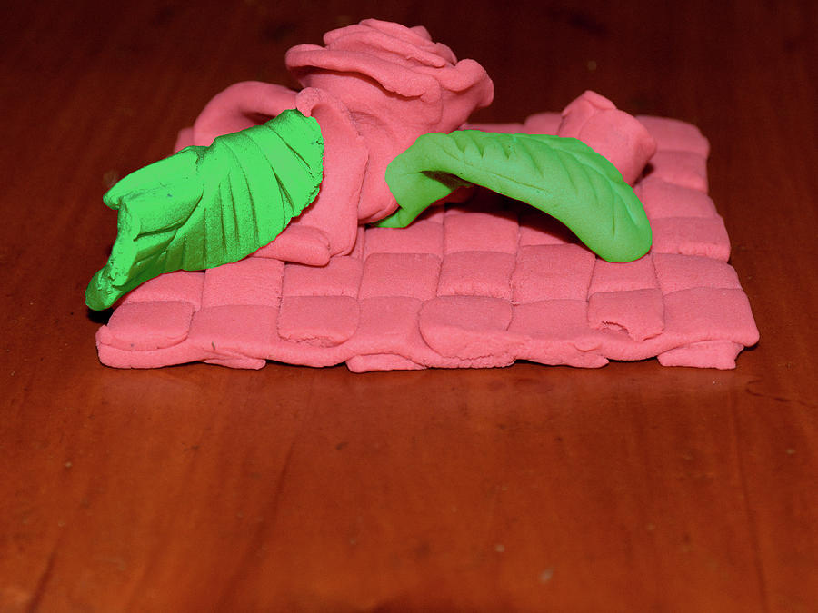 Play-Doh Rose with green leaves Photograph by Christopher Mercer