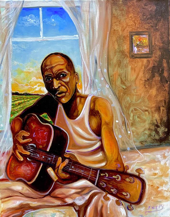  Play the guitar grandra Painting by Emery Franklin