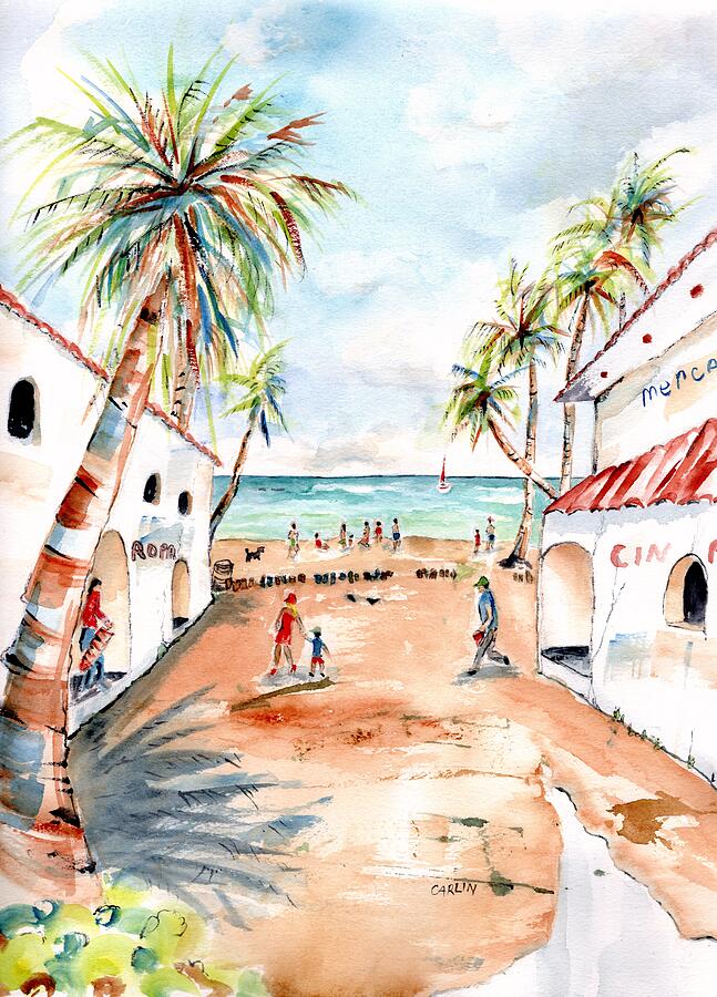 Playa del Carmen bright day Painting by Carlin Blahnik CarlinArtWatercolor