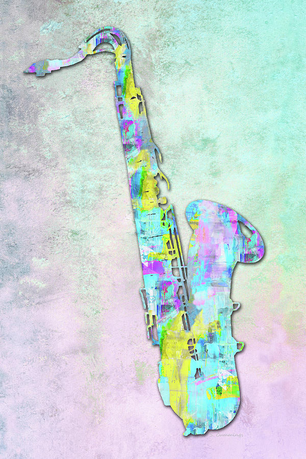 Playful Music Saxophone Art Painting by Sharon Cummings